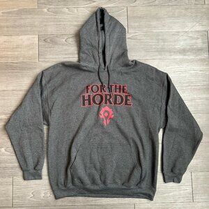 Blizzard World of Warcraft “For The Horde” Hoodie Gray Pullover Size XL